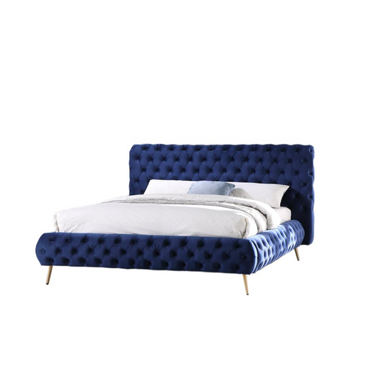 Best Master Furniture Demeter Tufted Fabric Platform California King Bed in Blue