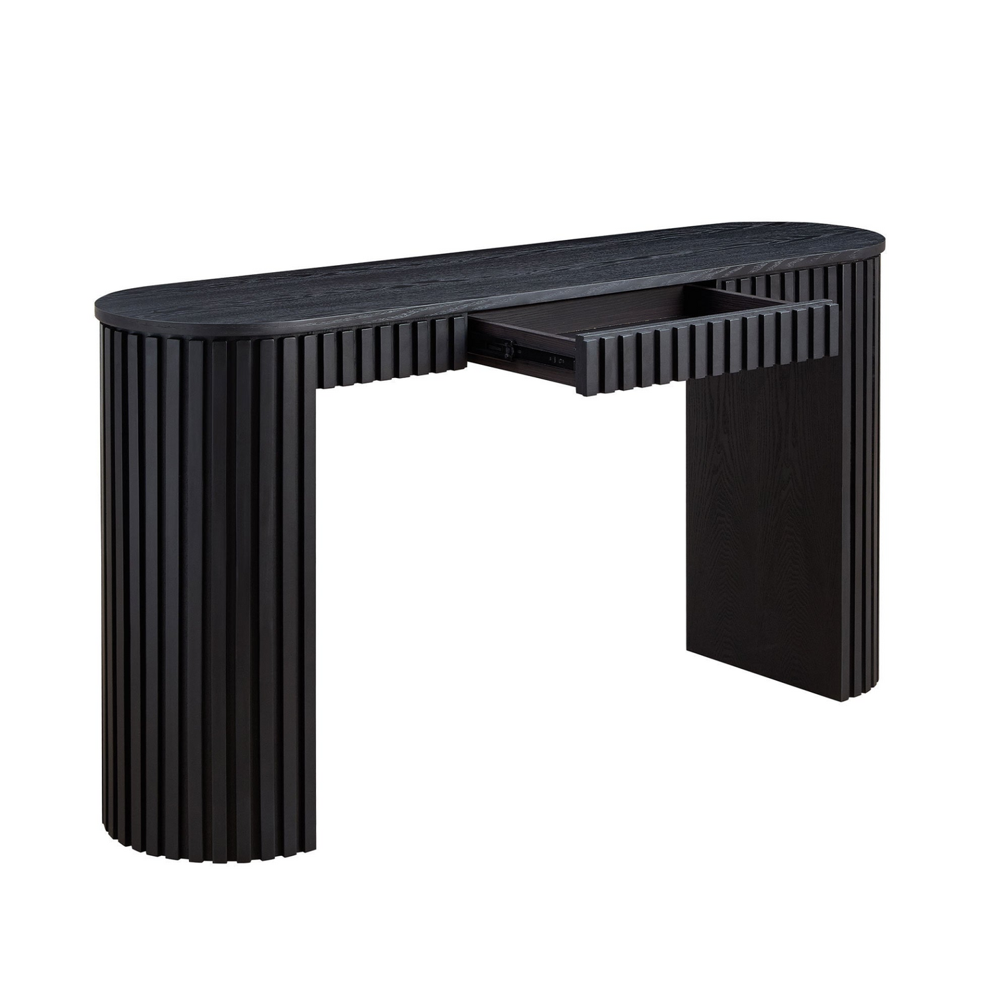 59.05'' Modern Console Table with Drawer for Entryway with Unique Vertical Stripe Design for Living Room Hallway Foyer Entrance Study,BLACK