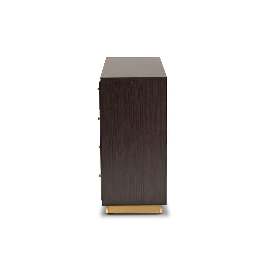 Cormac Espresso Brown Finished Wood and Gold Metal 8-Drawer Dresser