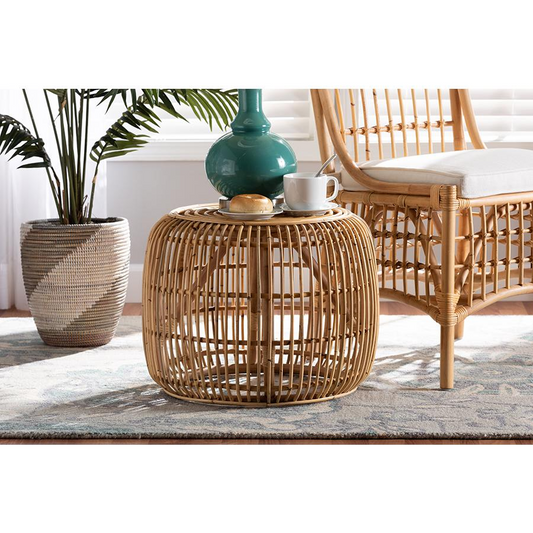 bali & pari Maverick Modern Bohemian Natural Brown Rattan End table