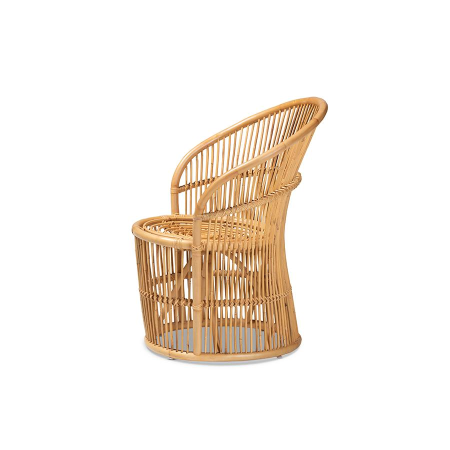 bali & pari Narva Modern Bohemian Natural Brown Rattan Accent Chair