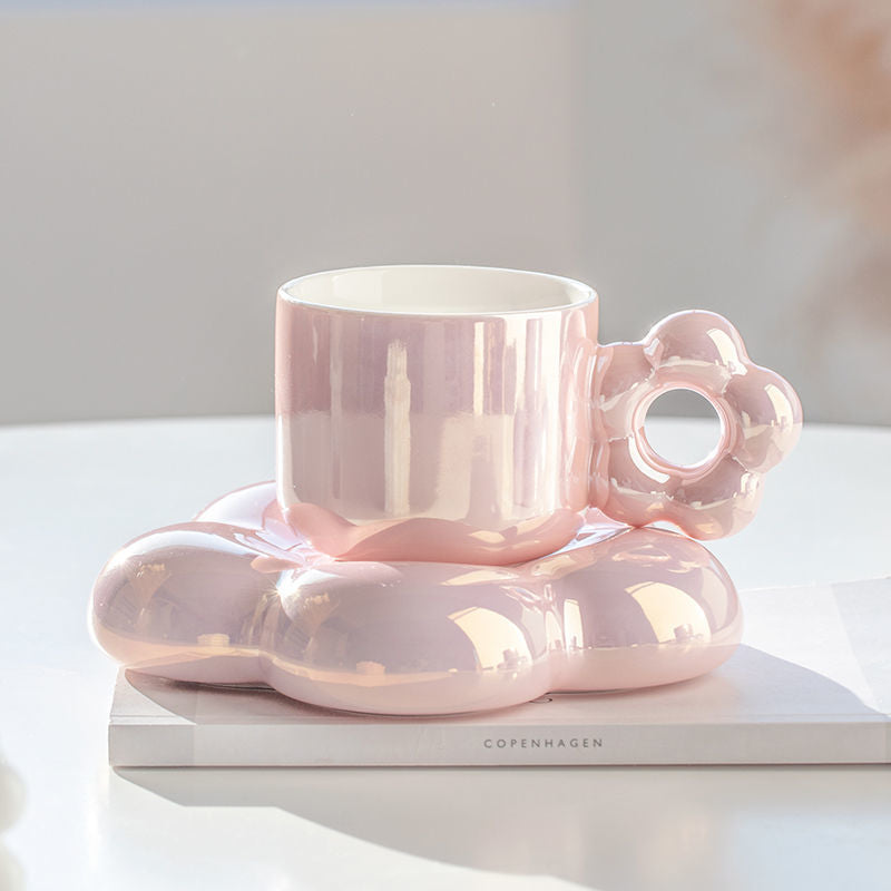 Pearlescent 300ml Coffee Cup And Cloud Saucer