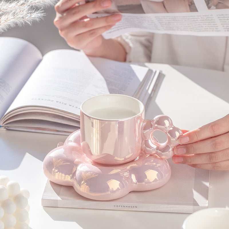 Pearlescent 300ml Coffee Cup And Cloud Saucer