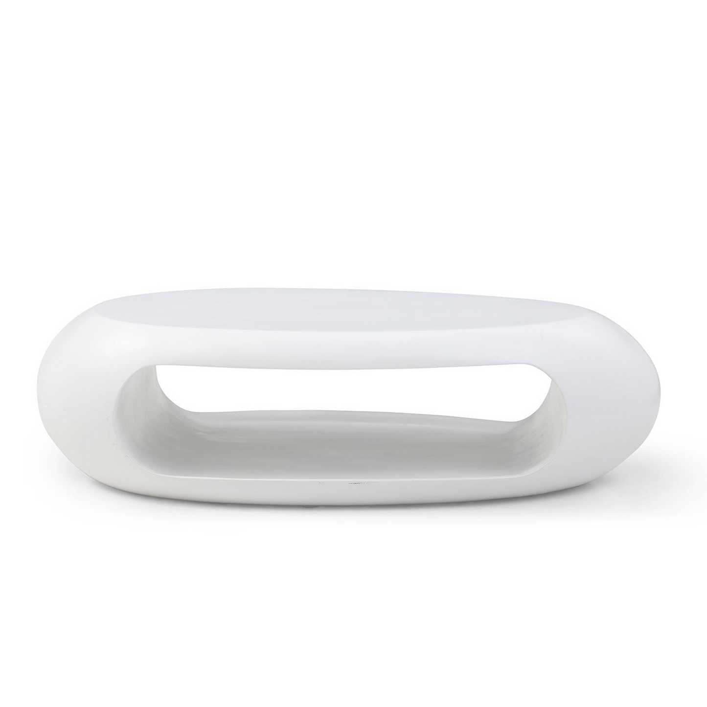 48.42'' Modern Oval Coffee Table, Sturdy Fiberglass Center Cocktail Table Tea Table for Living Room, White, No Need Assembly