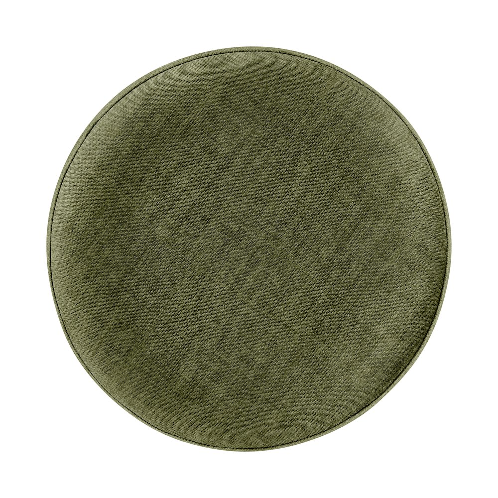 Ophelia Velvet Round Ottoman w/ Green Metal Frame