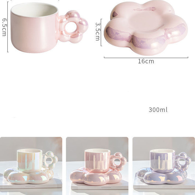 Pearlescent 300ml Coffee Cup And Cloud Saucer