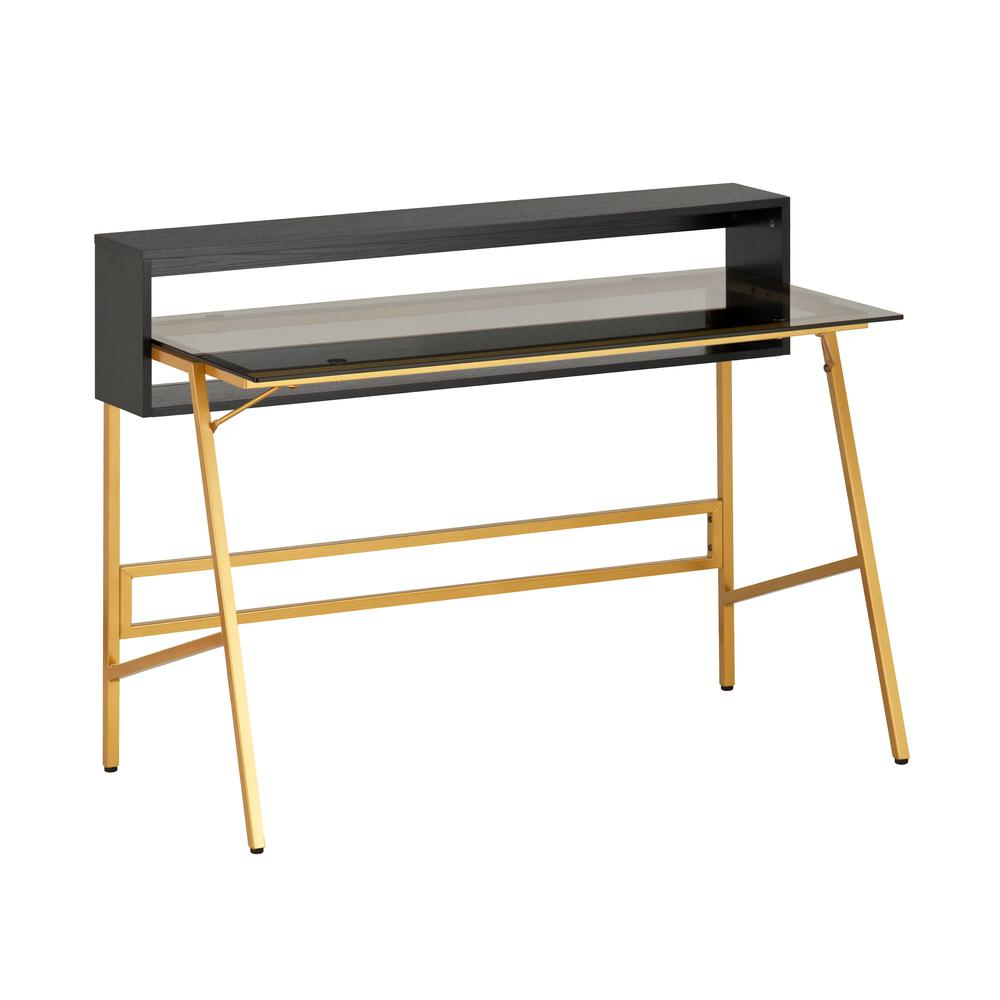 Techni Mobili Home Office Writing Desk wih riser, Gold