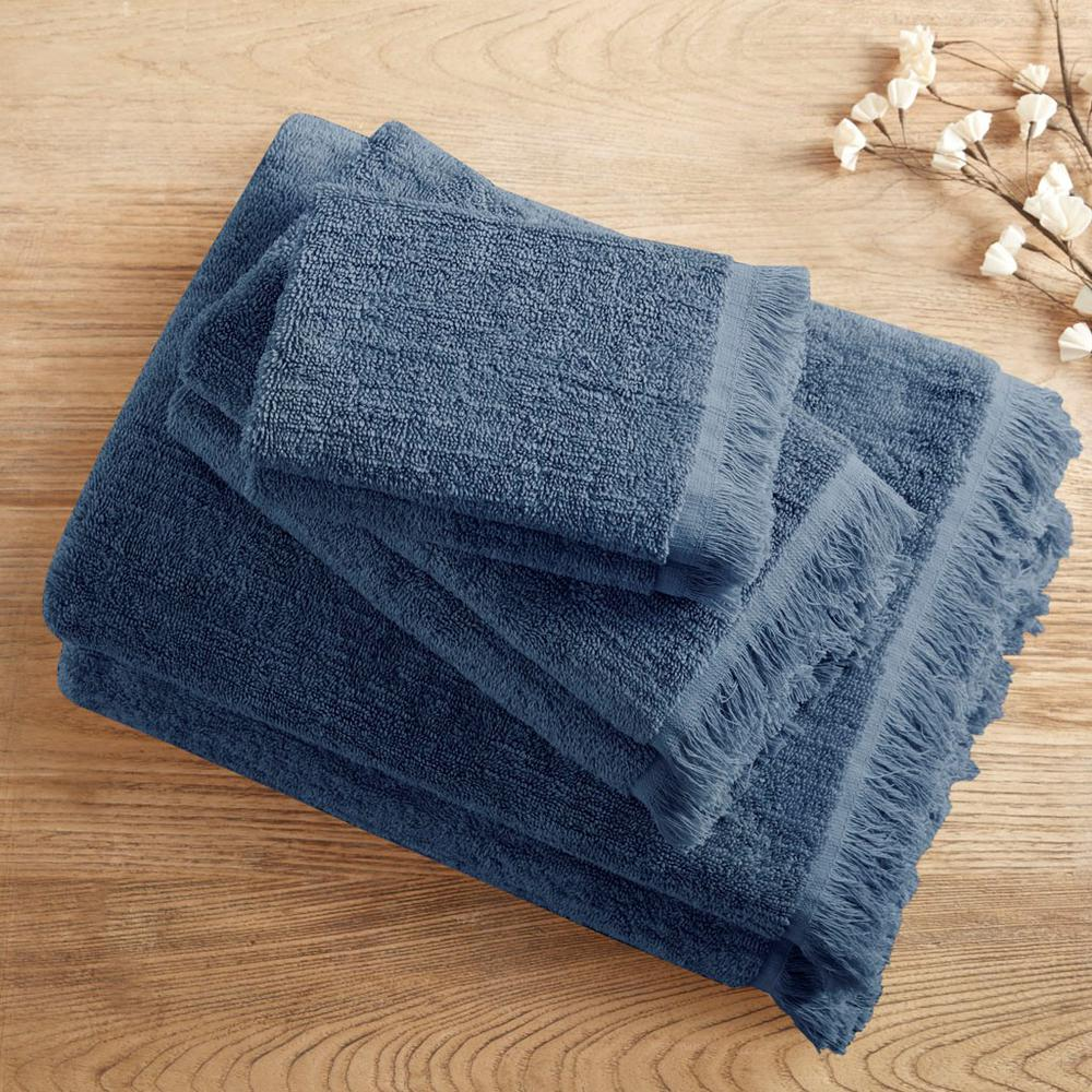 100% Cotton Dobby 6pcs Towel Set - Navy