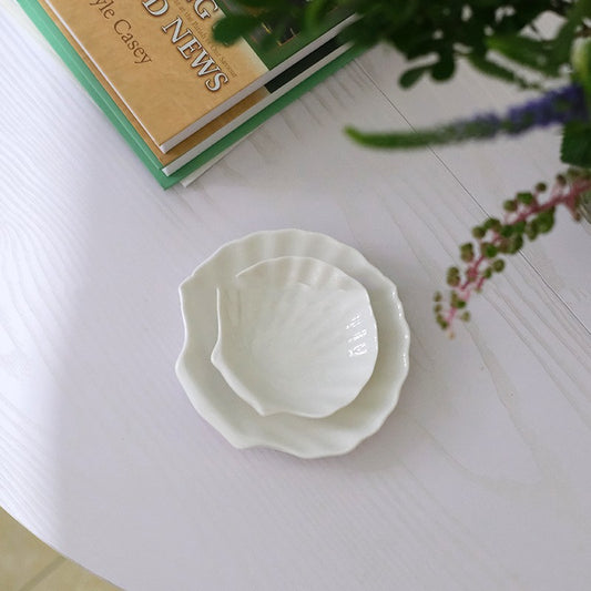 Vintage White Ceramic Shell Plate