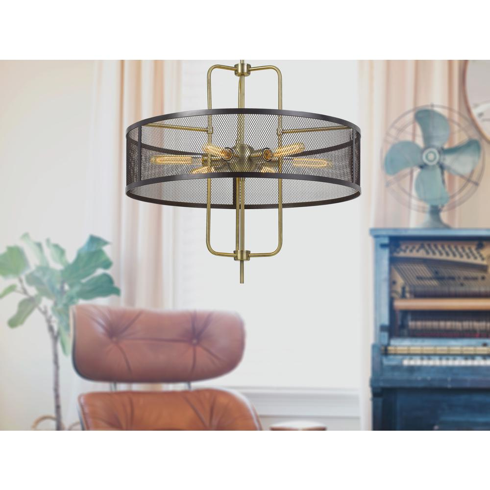 60W X 6 Leiden Metal Chandelier With Mesh Shade (Edison Bulbs Are Not included)