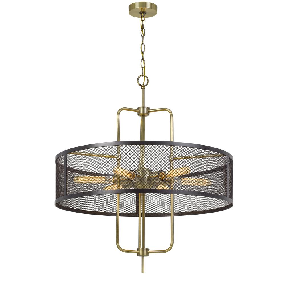 60W X 6 Leiden Metal Chandelier With Mesh Shade (Edison Bulbs Are Not included)