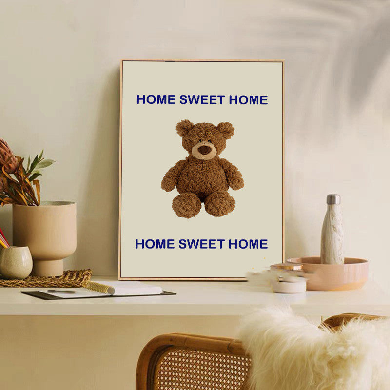 Modern Nordic Cute Animal Bear Poster Wall Decor Art Canvas Painting