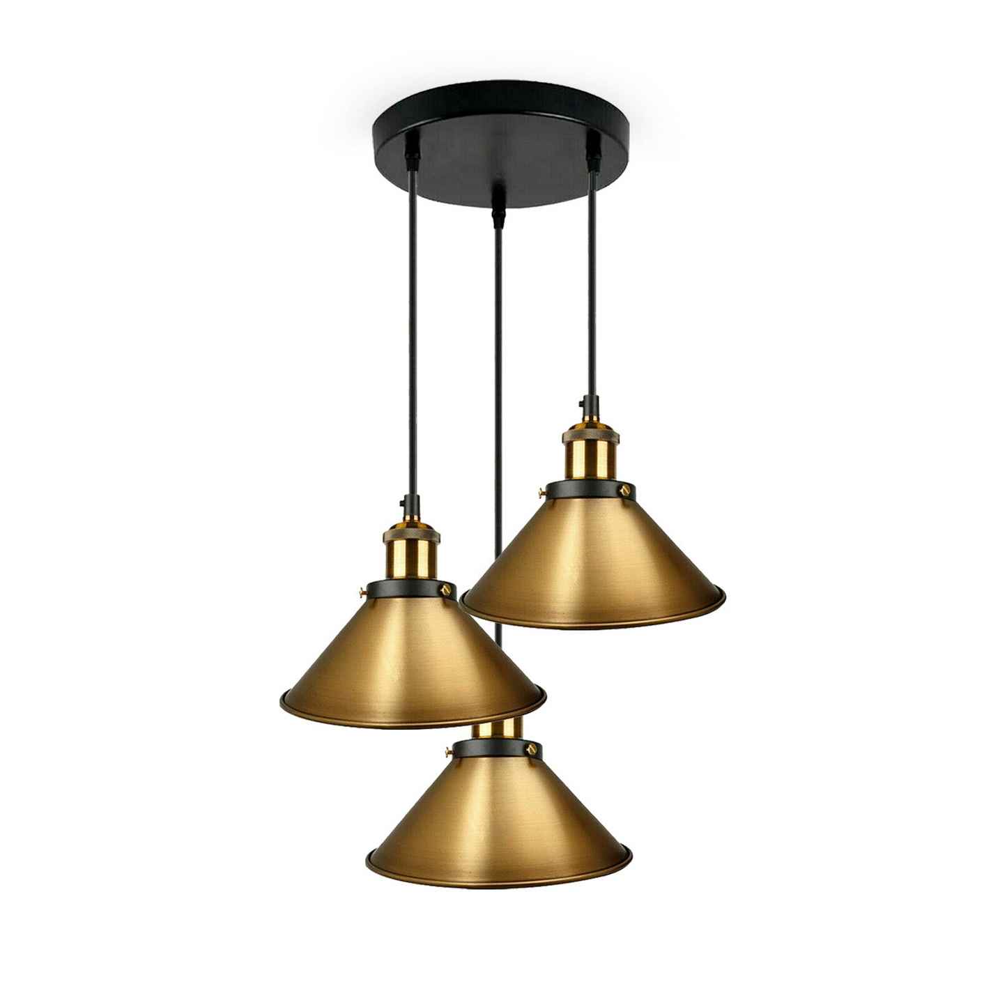 Industrial Vintage Metal Pendant Light Shade Chandelier Retro Ceiling Yellow Brass LampShade~3860