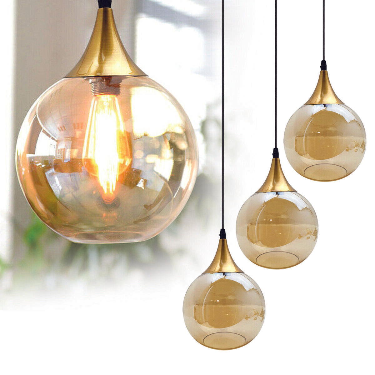 Globe glass lampshade Replacement indoor amber vintage ceiling Pendant light~2593