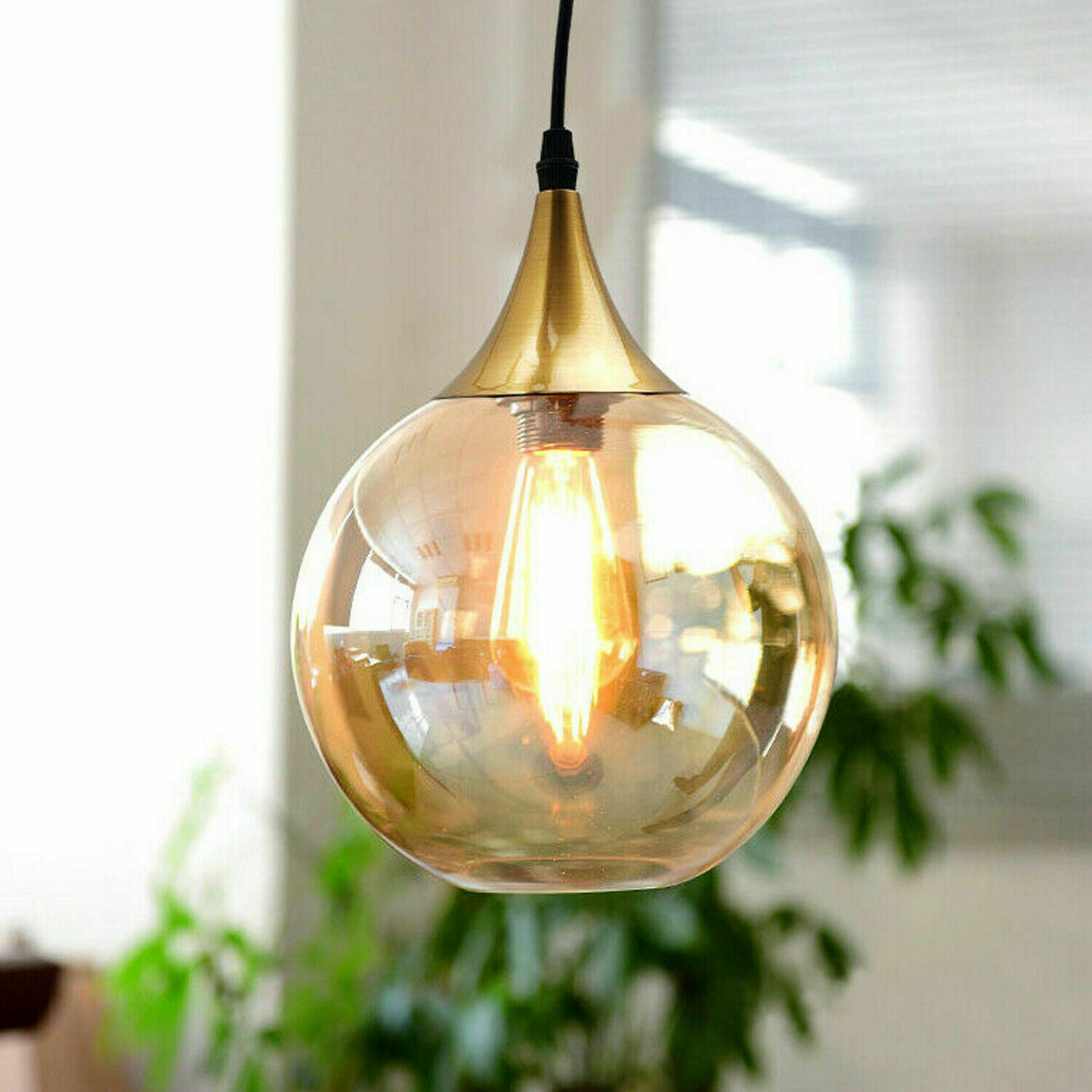 Globe glass lampshade Replacement indoor amber vintage ceiling Pendant light~2593