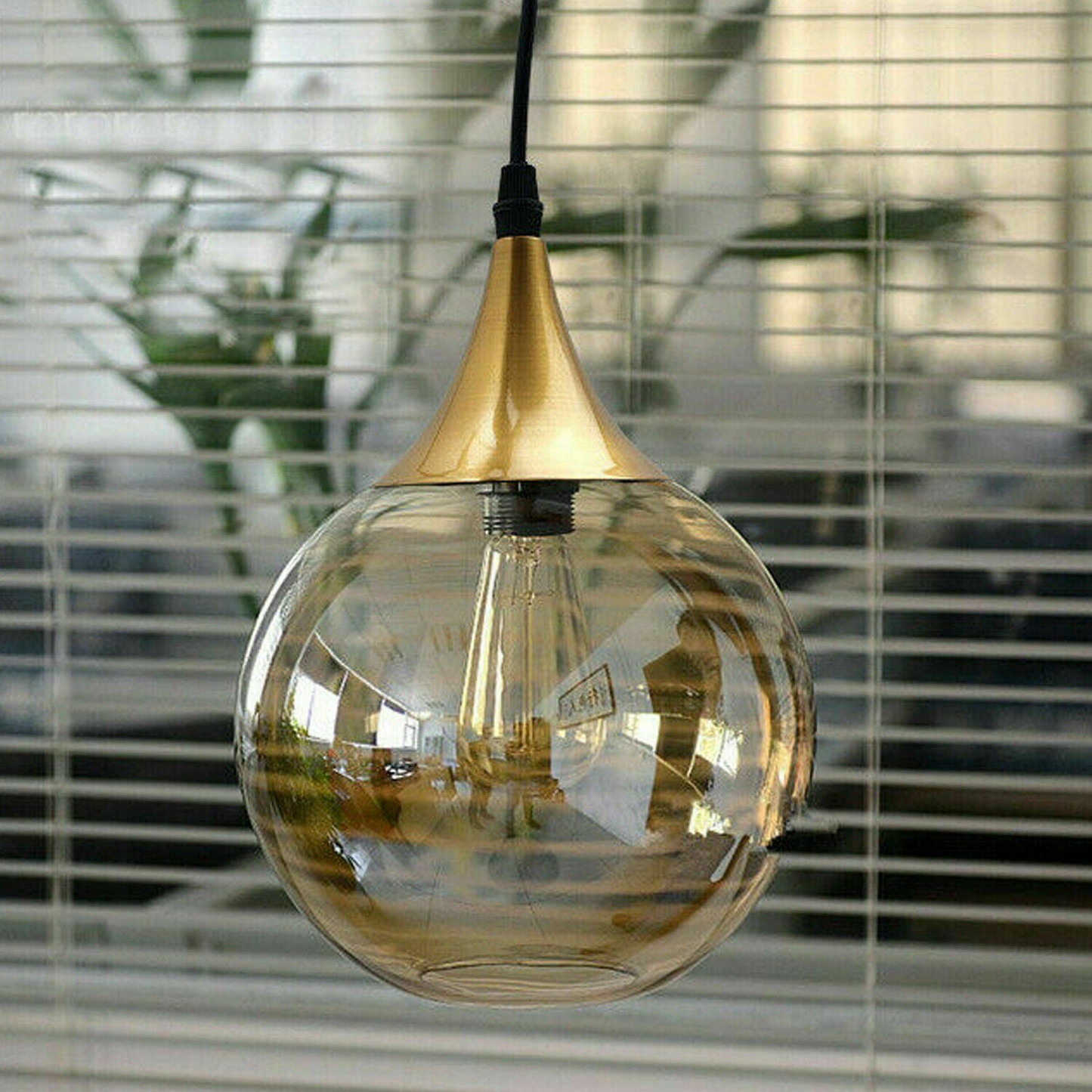 Globe glass lampshade Replacement indoor amber vintage ceiling Pendant light~2593