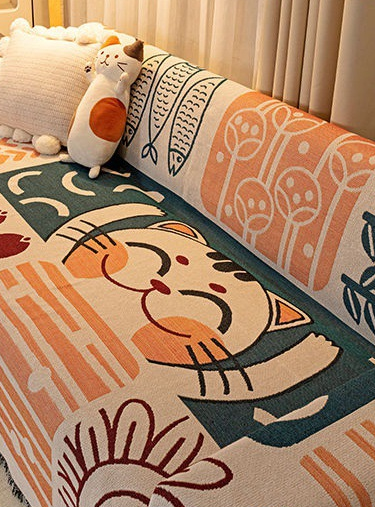 Lucky Kitty Sofa Cover Blanket