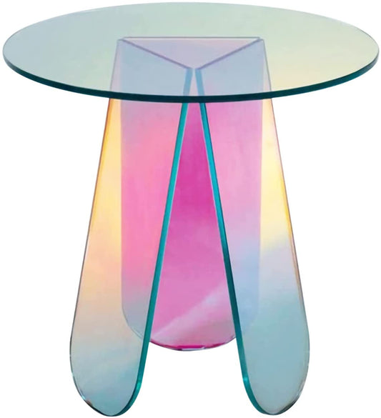 Modern Acrylic Iridescent Coffee Table and End Table