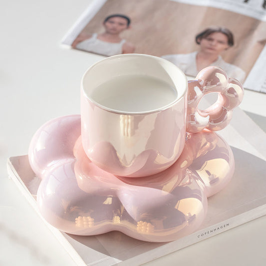 Pearlescent 300ml Coffee Cup And Cloud Saucer