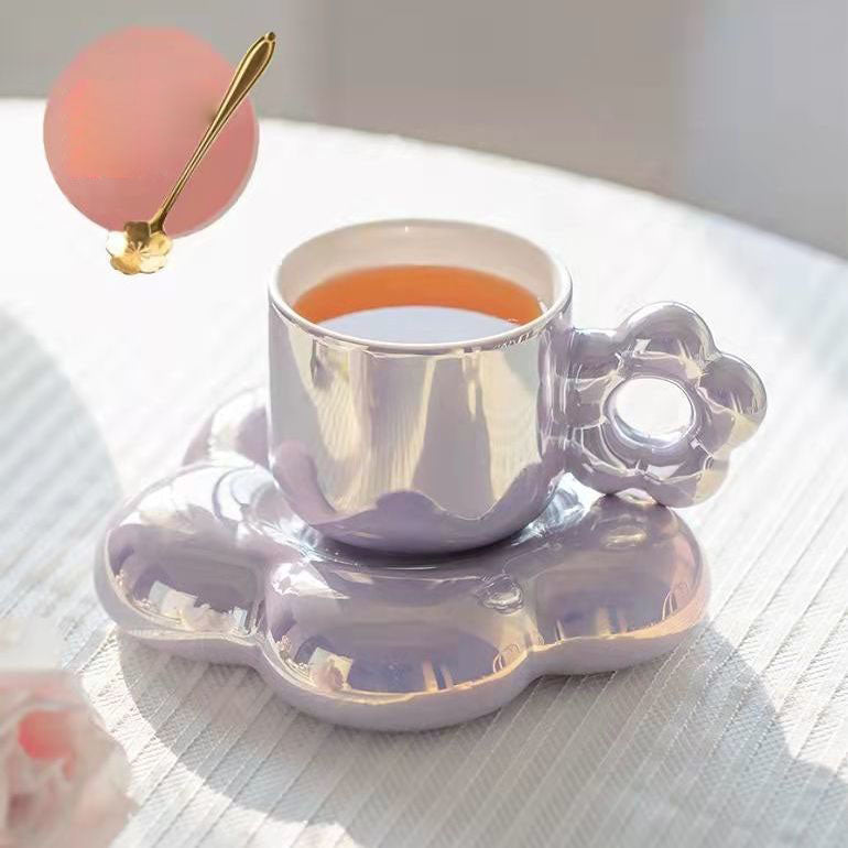 Pearlescent 300ml Coffee Cup And Cloud Saucer