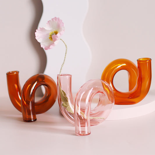 Colored Glass Pipe Vase