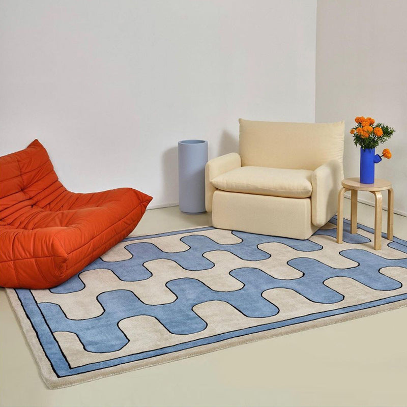 Living Room Coffee Table Checkerboard Carpet Modern Light Luxury Household Cashmere-like Floor Mat